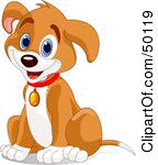 royalty free rf clipart illustration of a hyper puppy dog sitting and wearing a collar by pushkin